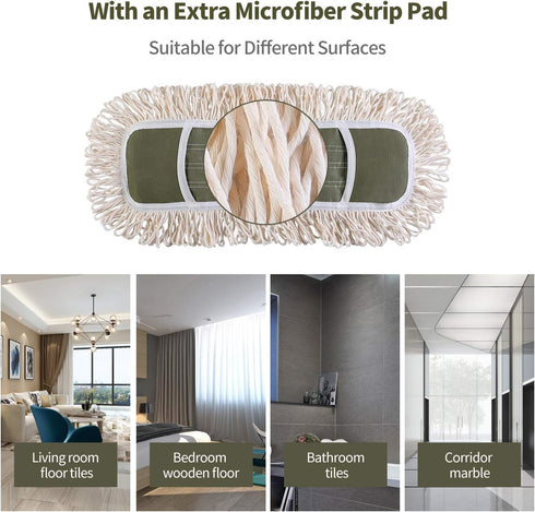 Eyliden Dust Mop with 2 Reusable Washable Pads, Height Adjustable Handle for Wet & Dry Floor Cleaning