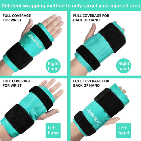 Wrist Hand Ice Pack Wrap 2 Pack – Reusable Gel Hot & Cold Therapy for Wrist, Elbow, Hand Pain Relief from Carpal Tunnel