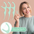 Baderke 100 Count Dual Line Floss Picks, Non-Breakable Dental Floss Picks for Adults, Family Travel (Light Green)