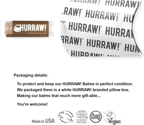 Hurraw! Coffee Bean Lip Balm: Organic, Certified Vegan, Cruelty-Free, Gluten-Free, Non-GMO, 100% Natural Ingredients