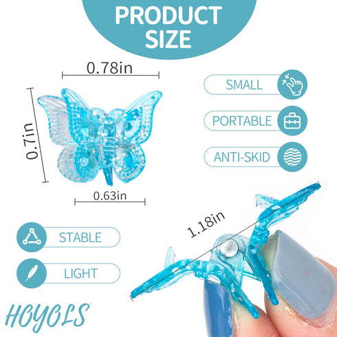 Hoyols Glitter Butterfly Hair Clips, 90s Girls Hair Accessories, Sparkle Small Jaw Claw Clips, Assorted 48 pcs