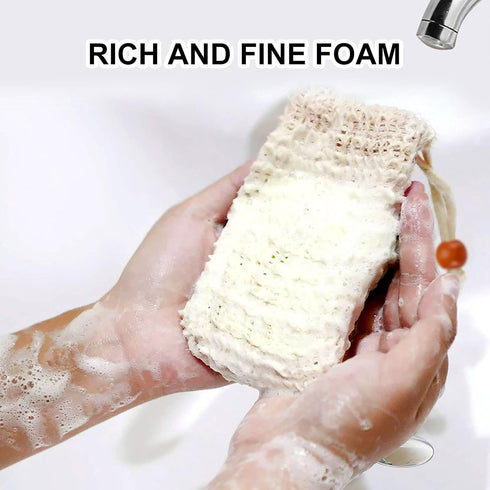 Soap Bag, Natural Sisal Pouch for Exfoliating Foaming and Drying Soap, 4 Pack Plastic-Free Holder for Shower