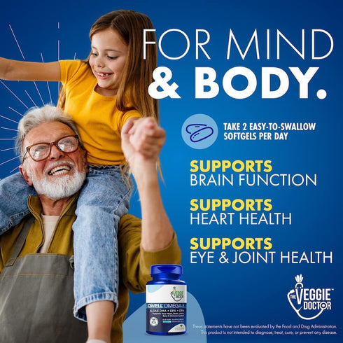 Vegan Omega 3 Supplement - Plant Based Algae Omega 3 Fish Oil Alternative for Heart, Brain, Joint Support