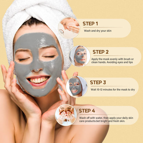 Turmeric Vitamin C Clay Mask, Dead Sea Mud Mask, and Himalayan Clay Mask for Deep Pore Cleansing, Reduce Blackheads and