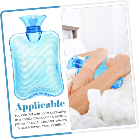 Transparent Blue Hot Water Bottle Portable Reusable Thick Hot Water Bag for Winter Hand Warmer Household Heating Pad