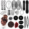 Moor 73 pcs Hair Braiding Tool with Brown Hair Wig Bun, Hair Styling Accessories, Magic Bun Maker Kit for Women, Kids