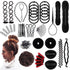 Moor 73 pcs Hair Braiding Tool with Brown Hair Wig Bun, Hair Styling Accessories, Magic Bun Maker Kit for Women, Kids