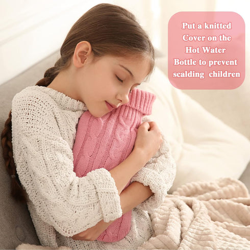 2 Pieces Hot Water Bottle Cover Soft Cover Only Knitted Hot Water Bottle Sweater for Hot Compress and Cold Therapy, Ideal for Menstrual Cramps, Neck and Shoulder Pain Relief (Pink, Khaki)