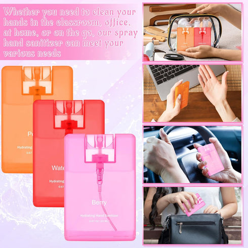 Set 3 0.67 oz Backpack of Power Mist Hydrating Hand Sanitizer Spray Bulk Travel Size Portable Hand Sanitizer Fl.
