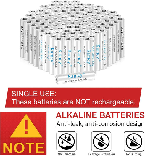AAA Batteries 100 Pack - Alkaline Triple A Batteries, Ultra Long-Lasting 1.5V LR03 Bulk with 10-Year Shelf Life