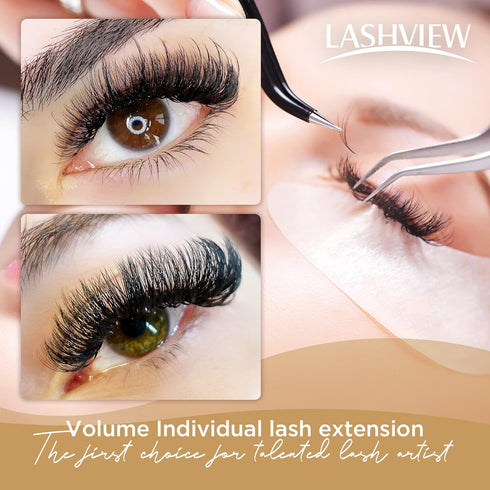 LASHVIEW 0.07 Thickness C Curl Mixed Tray Volume Faux Eyelash Extensions - Silk Individual Lash Extensions