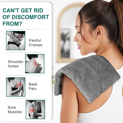 Microwavable Heating Pads, 15 * 9", Weighted Moist Microwave Heat Pad for Cramps, Neck, Shoulder, Back Pain Relief