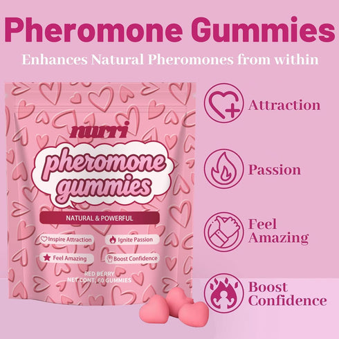 Nurri Pheromone Gummies 60 Gummies (1) for Her, Gomitas De Feromonas para Mujer, with Slippery Elm, Supports