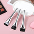 Foundation Brush Set, 3 Pcs Makeup Flat Brushes, Portable Facial Tools for Cream, Powder, Liquid - Silver