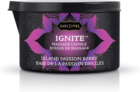 Massage Oil and Massage Candle Island Passion Berry- Date Night Couples Wax Play, Natural Carrier Oils - Sensual