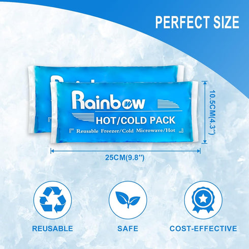 Reusable Gel Ice Packs, 2 Pack - Hot and Cold Therapy for Injuries, Headaches, Joint Pain Relief