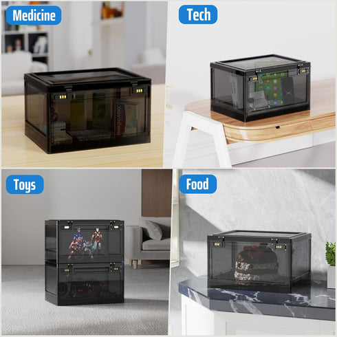 Lock Box with Locker for Office, School, Home, Personal Items Safe, Medicine Lockable Cabinet, Translucent Black