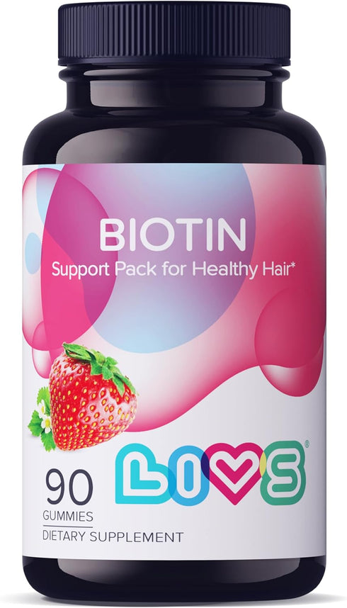 Biotin Gummies for Hair, Skin, and Nail Growth - 10,000mcg Supplement for Women & Men, Natural Gluten Free, 90 Count
