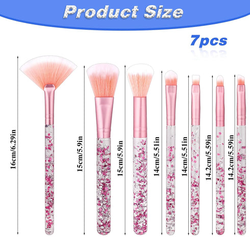 7 PCS Cute Crystal Sparkles Makeup Brushes Set, Blush, Foundation, Eye Shadow, Eyebrow, Concealers, Professional Pack