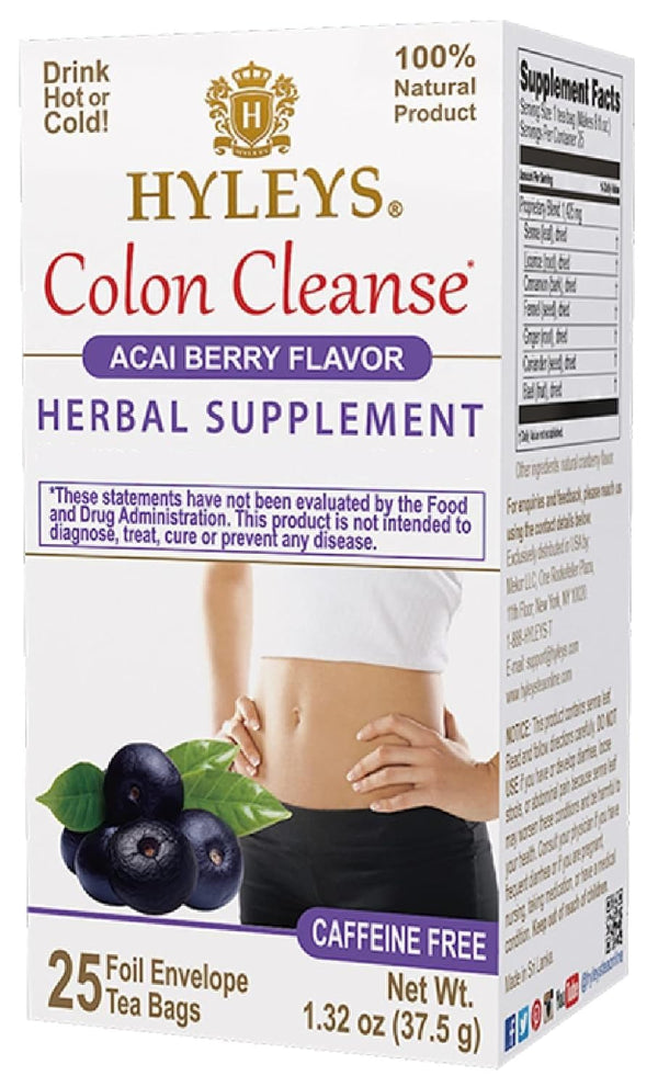 Hyleys Colon Cleanse Tea, Acai Berry Flavor - 25 Tea Bags (1 Pack)