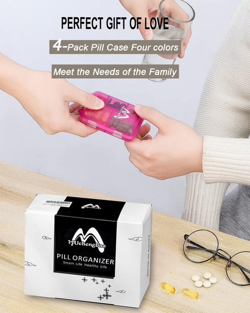 2 Pack Travel Pill Organizer, Pill Box for Purse, 10 Compartments Container by M Muchengbao