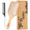 Natural Wooden Bamboo Hair Brush and Detangle Tail Comb, Paddle Hairbrush for Women, Men, Kids, Curly Hair Health
