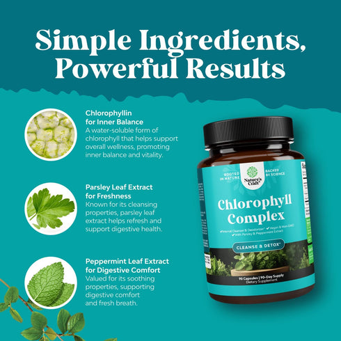 Immunity (90ct) Chlorophyll Capsules for Cleanse and Detox Support - Internal Deodorant Pills for Body Odor with Mint