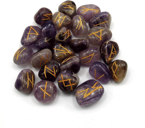 Amazing Gemstone Amethyst Runes - Crystal Runes Set of 25 Engraved Rune Stones with Runes Book PDF