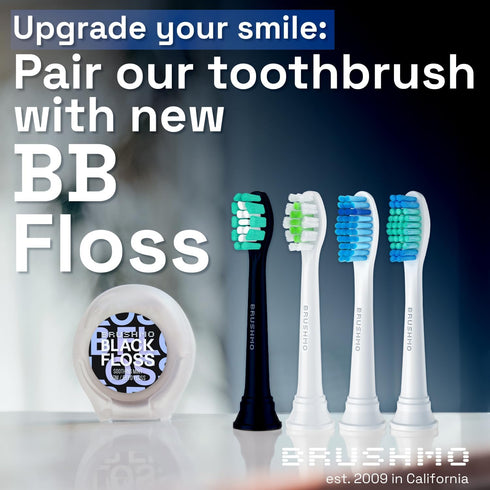 Brushmo Compact Replacement Toothbrush Heads, Compatible with Philips Sonicare HX6072, Black 8 Pack