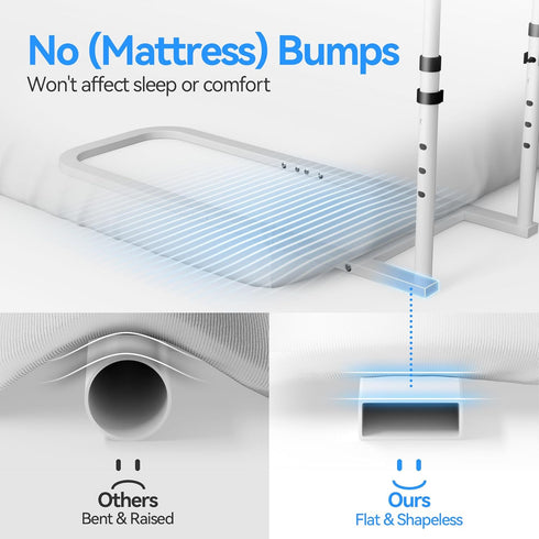 Josmimic 300LBs Bed Rails for Elderly Adults Safety - Adjustable Flat-Tube Design Bedrail for seniors with Storage