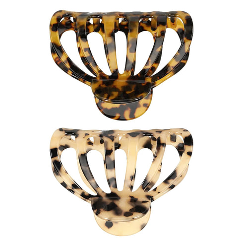 Shinowa Hair Clips, 2-Pack - Bohemian Tortoise Shell Hair Claw Clips for Thick Hair, Accessories for Women and Girls