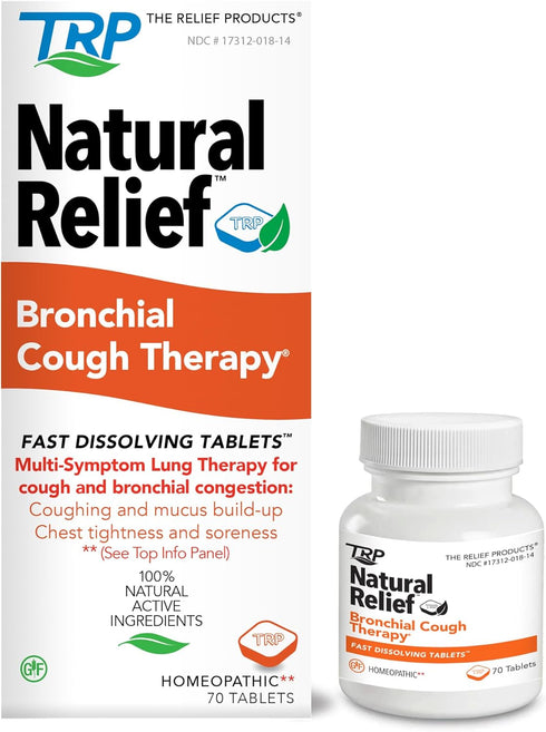 The Relief Products Bronchial Cough Therapy Fast Dissolving Tablets - 70 Count - 100% Natural Active Ingredients
