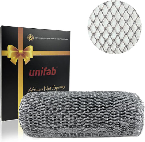 African Net Sponge, Authentic Real African Exfoliating Net Bath Sponge for Shower, Gray