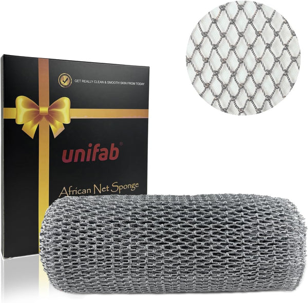 African Net Sponge, Authentic Real African Exfoliating Net Bath Sponge for Shower, Gray