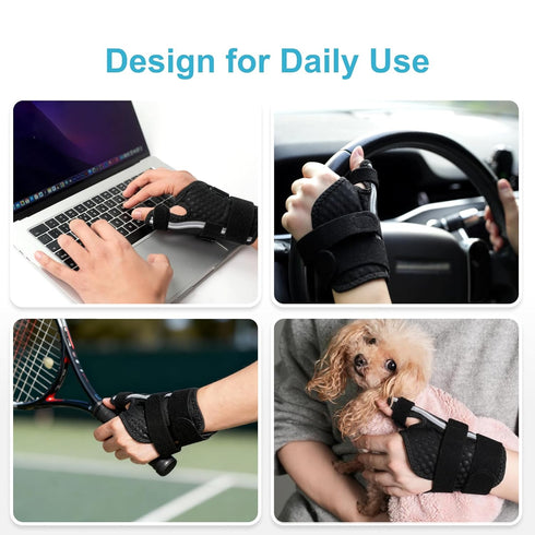 SciWil 6.7''-8.7'' Adjustable Thumb Brace with Triple-Strap System Unisex | Breathable Spica Splint for Arthritis, De