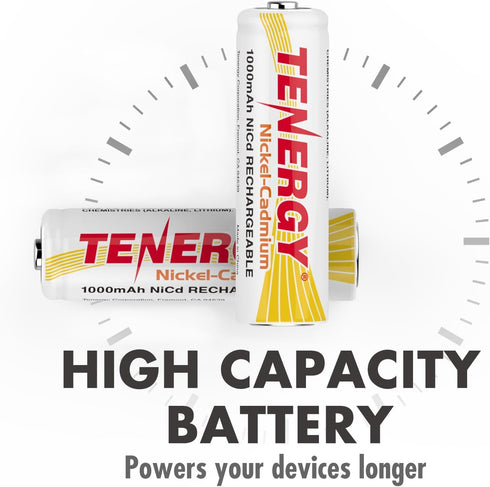 Tenergy AA Rechargeable NiCD Battery, 1.2V 1000mAh High Capacity AA Batteries for Solar Lights, Garden Lights (24 Pack)