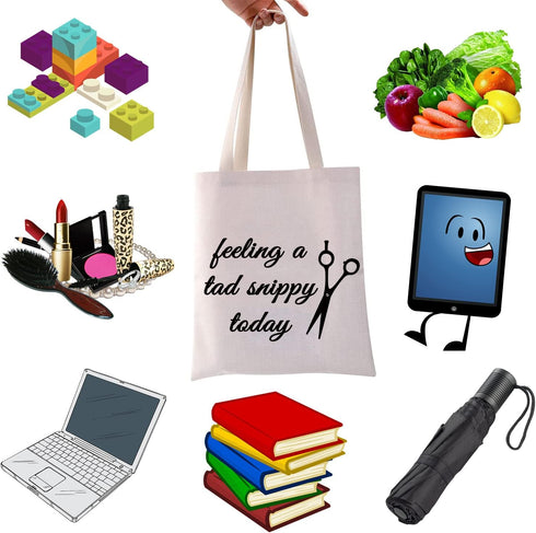WCGXKO Funny Hairdresser Gift, Cosmetology Graduation Gift Tote with "Feeling a Tad Snippy Today"