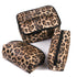 Makeup Bag Leopard 3 Pack, Portable Travel Toiletry Bag Organizer with Small Brush Holders, Waterproof Storage Case for