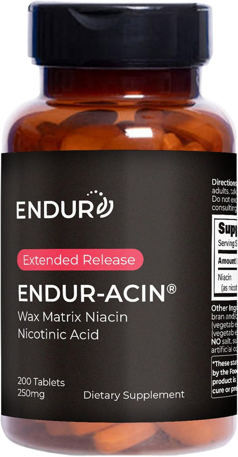 ENDUR-ACIN Niacin, Heart Health & Healthy Cholesterol Balance Supplement, 250mg, 200 Tablets