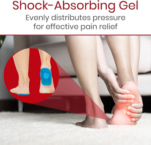 Vive Envelop Gel Heel Cups, Cushion for Women, Men, Plantar Fasciitis Support, Foot Pain Relief