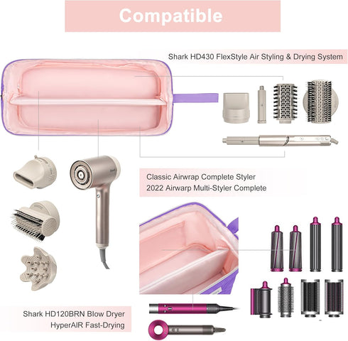Leudes Hair Tools Travel Bag for Shark Flexstyle, Portable Carrying Case for Hair Air Wrap Dryer, Waterproof Organizer