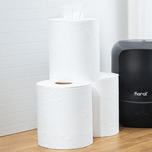 Karat JS-CPW600 2-Ply Center Pull Paper Towels, White, 3600 Sheets/Roll - Case
