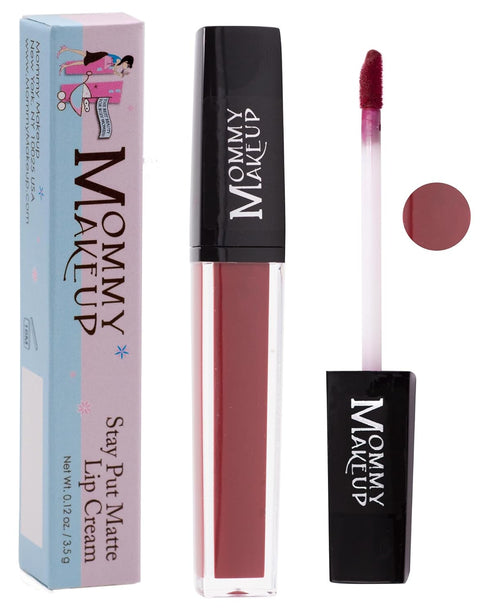 Mommy Makeup Stay Put Matte Lip Cream, Kiss-proof, Waterproof, Long Lasting Lipstick, Vitamin E (Harlow)