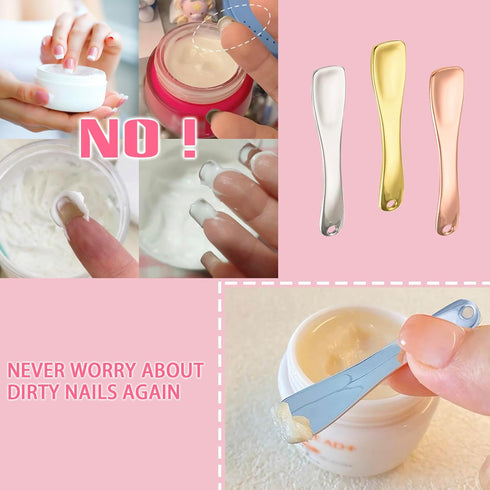 Metal Makeup Spatula Tool, Rose Gold, Silver, and Gold Colors for Skincare, Creams, and Masks