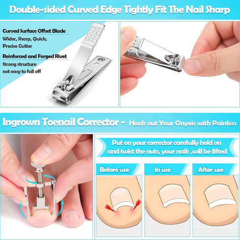 Modacraft 11PCS Ingrown Toenail Removal Kit, Effective Treatment with Toenail Clippers for Thick Toenails