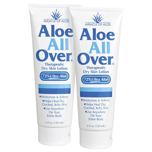 Miracle of Aloe Aloe All Over Super Moisturizing Dry Skin Lotion (2-Pack, 4 oz) - Safe for All Skin Types