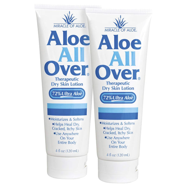 Miracle of Aloe Aloe All Over Super Moisturizing Dry Skin Lotion (2-Pack, 4 oz) - Safe for All Skin Types