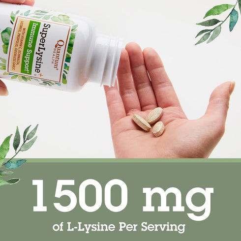 Quantum Health SuperLysine+ Immune Support Supplement, 1500 mg Lysine, Vitamin C, Echinacea, 90 Tablets