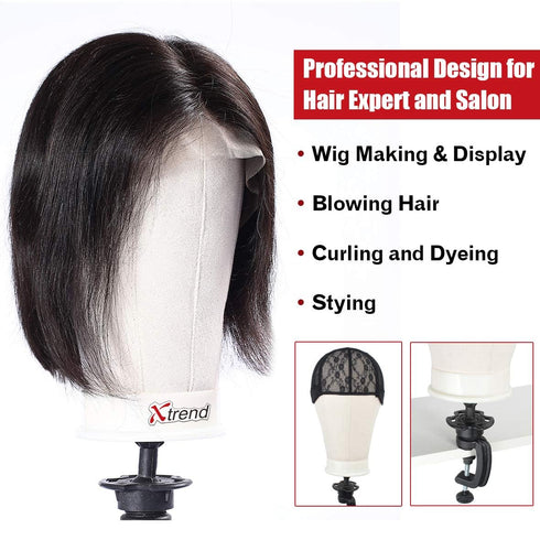 XTREND Poly Canvas Block Head for Making Head Weft/Wig, 21"-24'' Mannequin Head with Stand Set