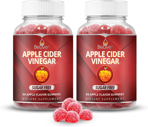 BeLive Apple Cider Vinegar Sugar Free Gummies Great for Digestion & Healthy